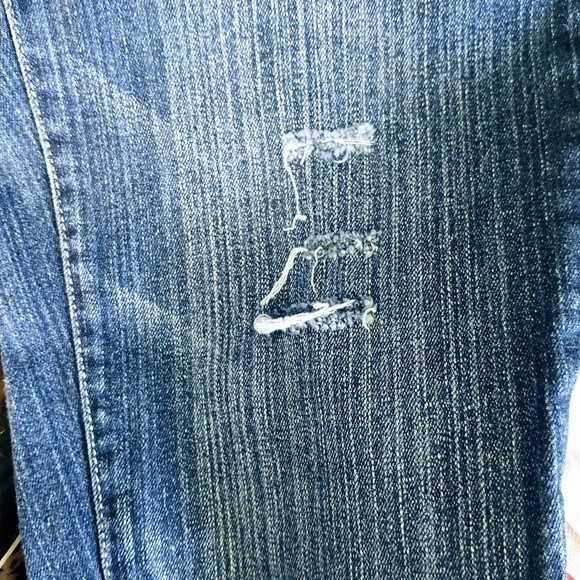 Aeropostale Ashley Ultra Skinny 5/6 Distressed Ankle/Cropped Denim Blue Jeans - Picture 4 of 12